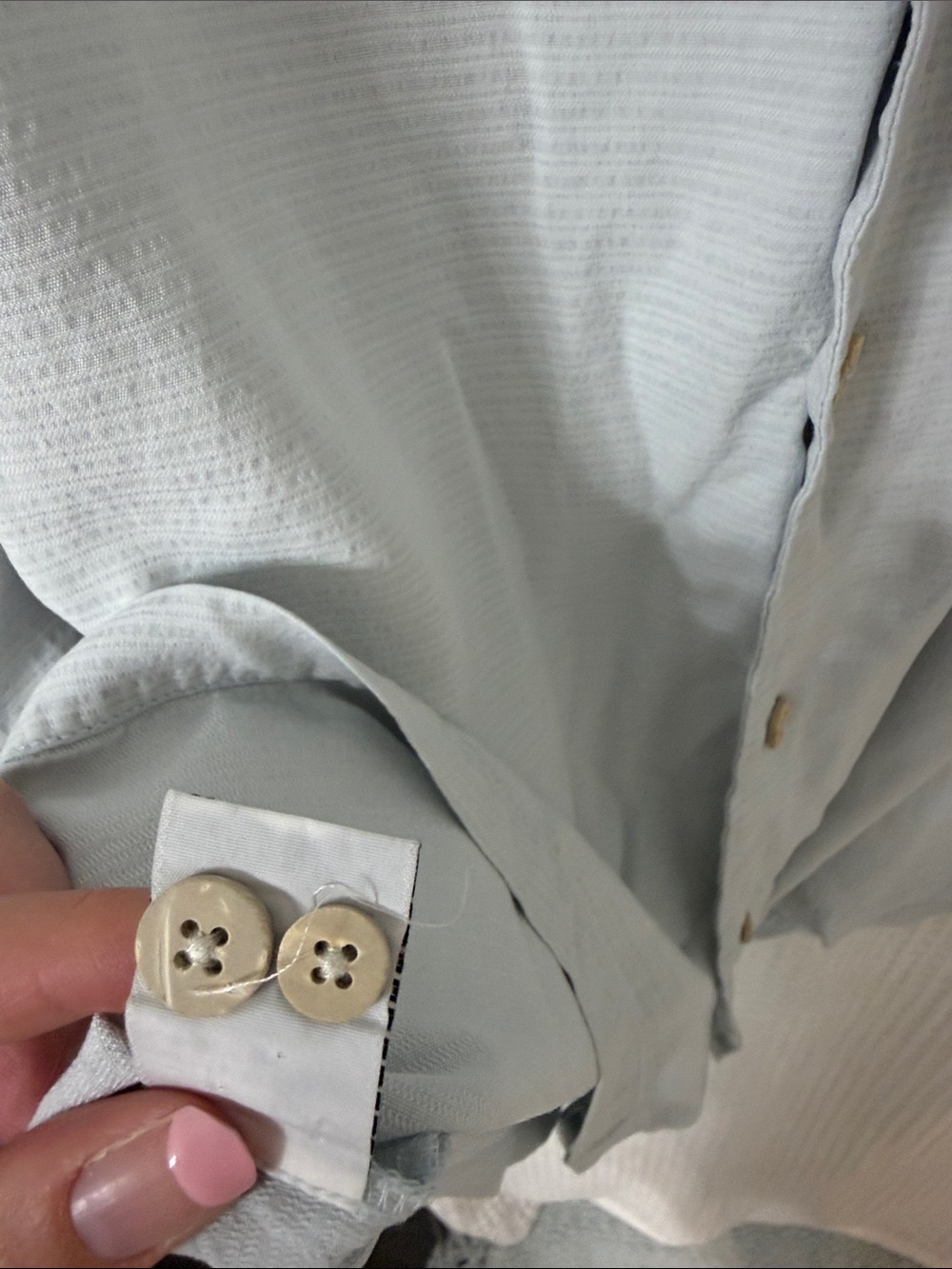 Tommy Bahama XL Light Blue Striped 100% Silk Short Sleeve Button Down - Picture 6 of 7